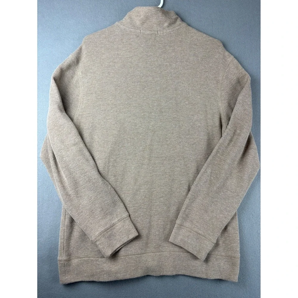 Banana Republic Mens Tan Heather Quarter Zip Soft Pullover Sweater Large Logo